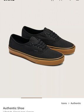 Vans Authentic Canvas Sneaker in Black with Gum Sole